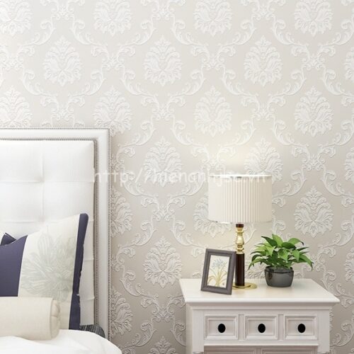 Giấy dán tường 3D màu trắng
