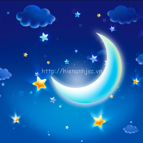 Giấy dán tường 5D - Tranh dán trần bối cảnh trăng sao hoạt hình 5D087 5 5D087-2-tranh dan tran phong cach trang sao hoat hinh