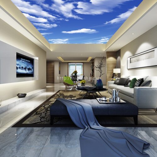 Tranh dán tường - Tranh dán trần bối cảnh trời xanh mây trắng 5D090 5 Giấy dán tường 3D tại Đống Đa