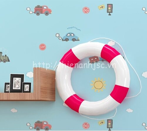 3D163-3-giay dan tuong 3d hoa tiet o to tau hoa cho be