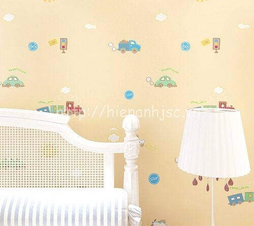 3D163-5-giay dan tuong 3d hoa tiet o to tau hoa cho be