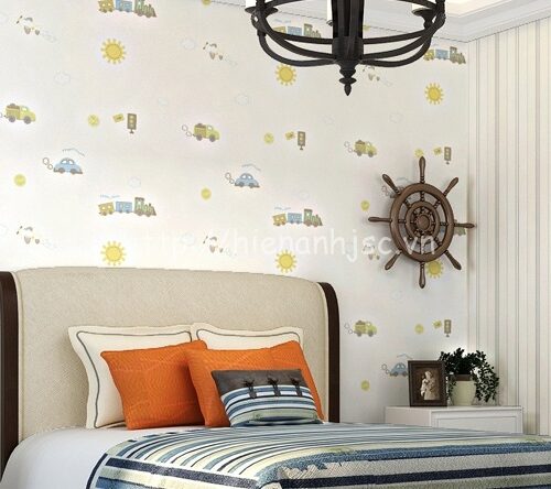 3D163-9-giay dan tuong 3d hoa tiet o to tau hoa cho be