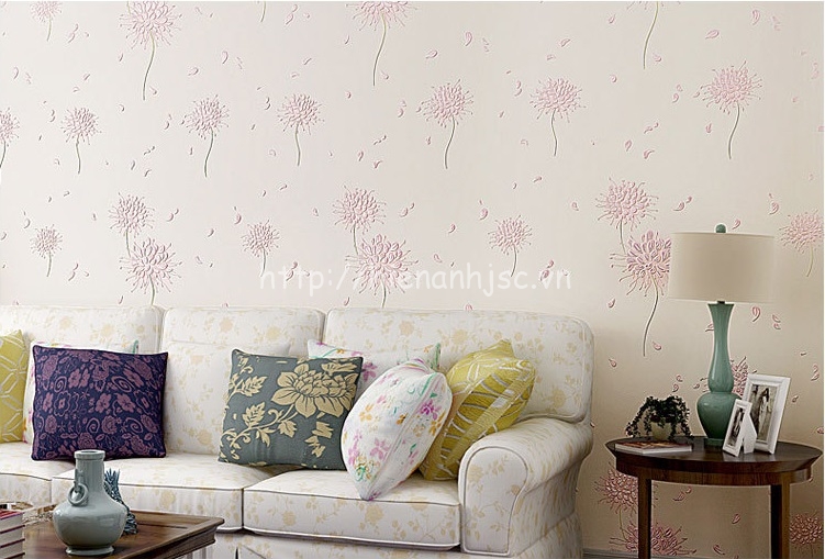 Giấy dán tường 3D - Họa tiết hoa cách điệu phong cách Hàn Quốc 3D164 màu hồng nhạt