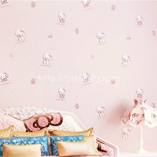 3D170-5-giay dan tuong 3d hoa tiet meo hello kitty cho be