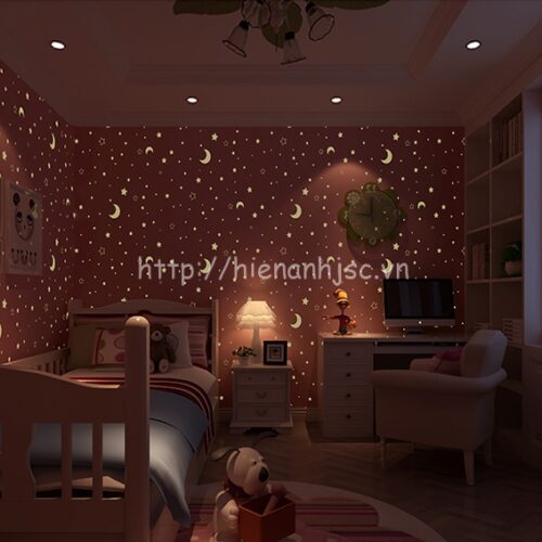 Giấy dán tường 3D - Họa tiết trăng sao dạ quang phát sáng 3D182 10 3D182-10-giay dan tuong 3d hoa tiet trang huynh quang phat sang dac biet