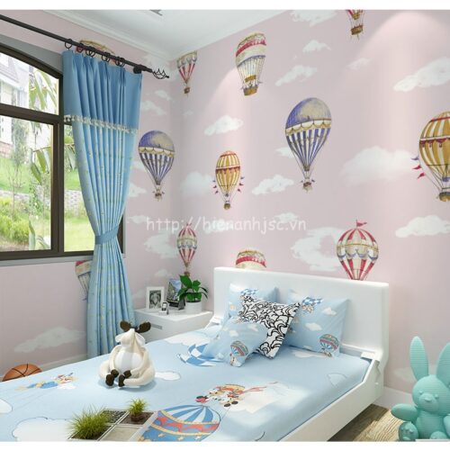 3D185-2-giay dan tuong hoa tiet khinh khi cau cho phong ngu cua be