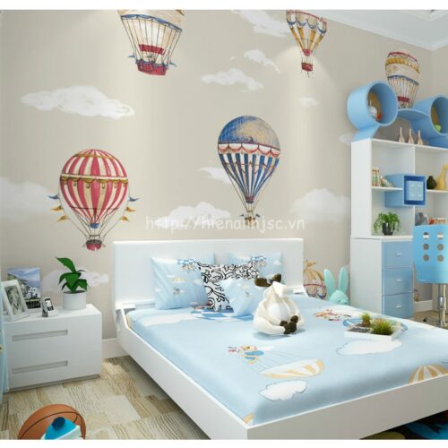 3D185-3-giay dan tuong hoa tiet khinh khi cau cho phong ngu cua be