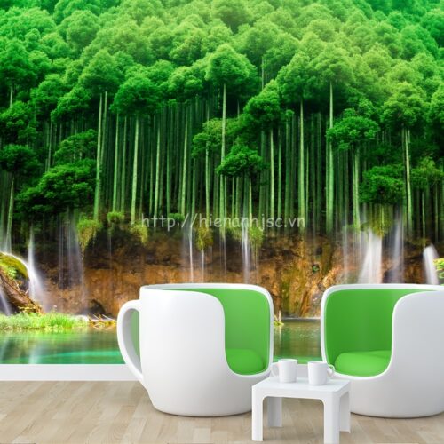 Tranh dán tường 5D - Bối cảnh rừng cây hùng vĩ 5D092 4 5D092-1-cong vien rop bong cay