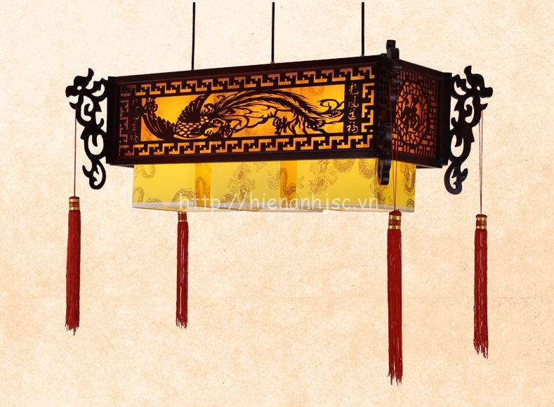 Đèn chùm gỗ nghệ thuật phong cách Trung Hoa DTT036 vuông
