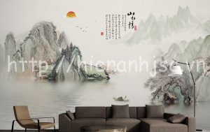 Tranh thủy mạc 5D phong cách trung hoa