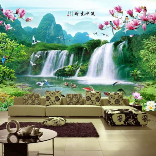 Tranh dán tường bố cảnh thác nước - 5D140