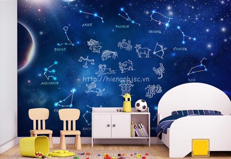 Tranh dán tường bối cảnh 12 cung hoàng đạo - 5D147