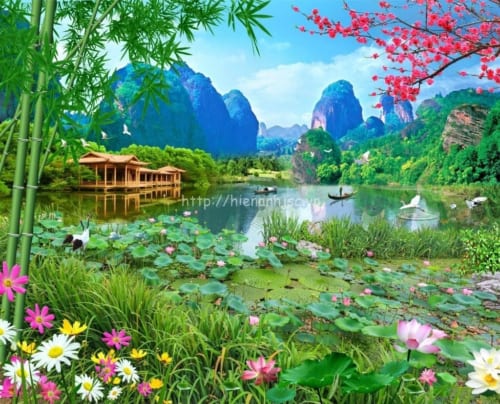 5D148-1-tranh dan tuong phong canh son thuy huu tinh