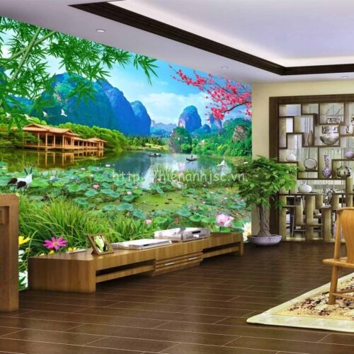Tranh dán tường 5D - Tranh sơn thủy hữu tình 5D148 5 5D148-2-tranh dan tuong phong canh son thuy huu tinh