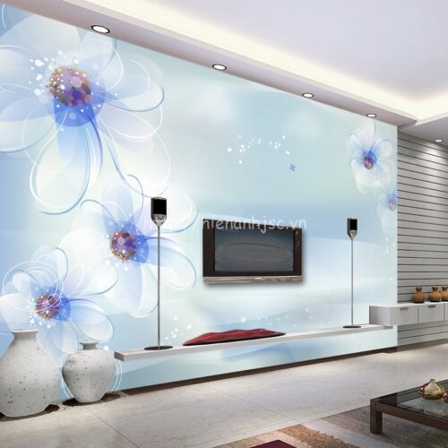 Tranh dán tường 5D - Tranh hoa xanh tao nhã 5D154 4 5D154-1-tranh dan tuong hoa xanh tao nha