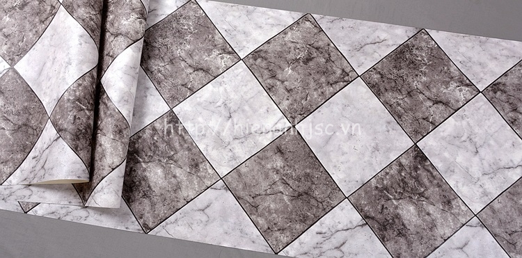 Giấy dán tường 3D - Họa tiết giả gạch đá marble 3D212 màu xám