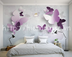5D166 - Tranh bướm tím tối giản