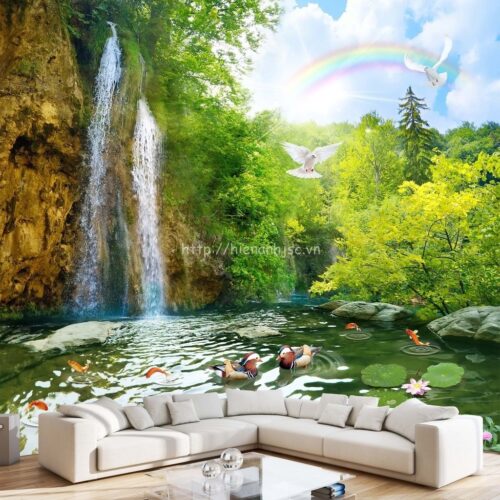 5D168-tranh-3D-dan-tuong-hoa-tiet-la-sen-thac-nuoc