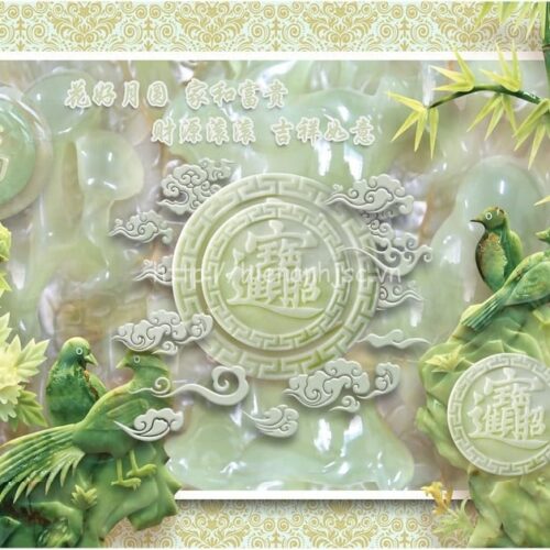 5D170-2-Tranh dán tường giả ngọc phong thủy phòng khách cao cấp