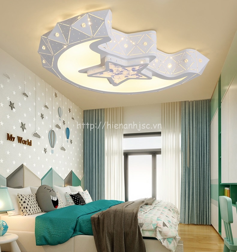 Đèn trần LED trang trí mặt trăng sáng tạo cho phòng ngủ