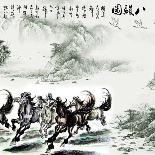 Tranh dán tường 5D - Tranh dán tường thủy mặc bát mã 5D177 7 5D177-tranh-dan-tuong-mac-thuy-bat-ma