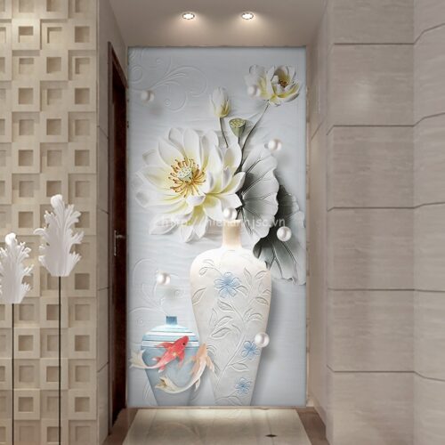 Tranh dán tường 5D - Tranh hành lang bình hoa sen, cá chép 5D189 3 5D189-tranh-dan-tuong-binh-hoa-sen-ca-chep