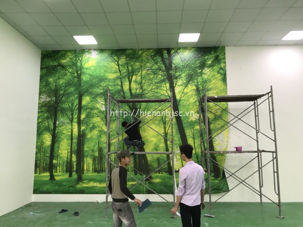 Bức tranh 3D rừng cây được chia ra để thi công