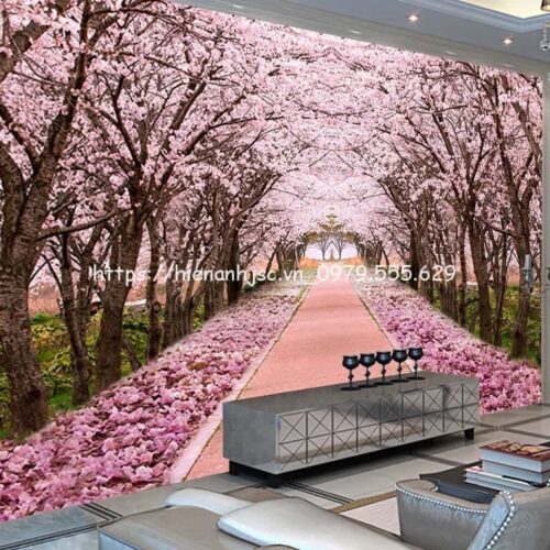 Tranh dán tường 5D- Bối cảnh con đường hoa anh đào 5D207 4 tranh-dan-tuong-boi-canh-con-duong-hoa-anh-dao-5D207-3