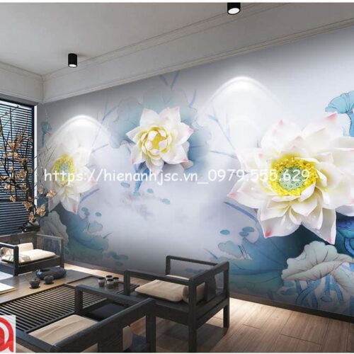 Tranh dán tường 5D- Bối cảnh hoa sen trắng 5D203 8 tranh-dan-tuong-boi-canh-hoa-sen-trang-5d203-2