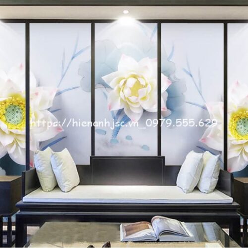 Tranh dán tường 5D- Bối cảnh hoa sen trắng 5D203 10 tranh-dan-tuong-boi-canh-hoa-sen-trang-5d203-4