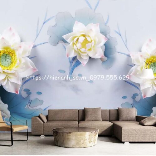 Tranh dán tường 5D- Bối cảnh hoa sen trắng 5D203 7 tranh-dan-tuong-boi-canh-hoa-sen-trang-5d203