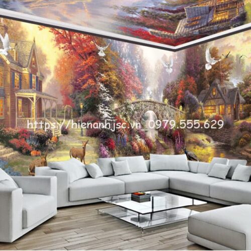 Tranh dán tường 5D- Bối cảnh làng quê Châu Âu 5D212 9 tranh-dan-tuong-boi-canh-lang-que-chau-au-5D212-1