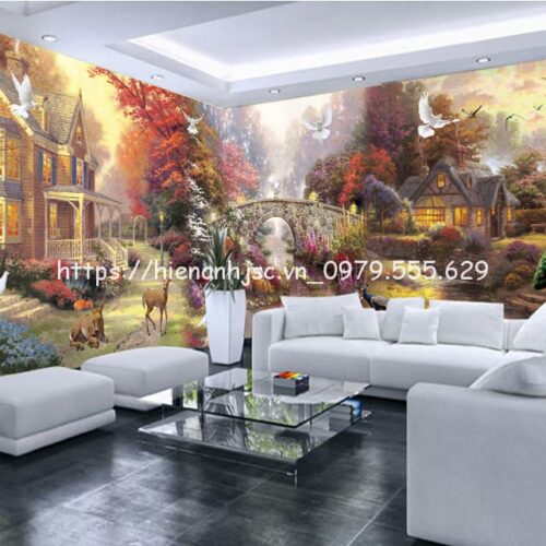 Tranh dán tường 5D- Bối cảnh làng quê Châu Âu 5D212 8 tranh-dan-tuong-boi-canh-lang-que-chau-au-5D212-2