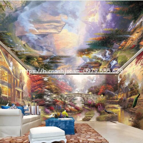 Tranh dán tường 5D- Bối cảnh làng quê Châu Âu 5D212 7 tranh-dan-tuong-boi-canh-lang-que-chau-au-5D212-3