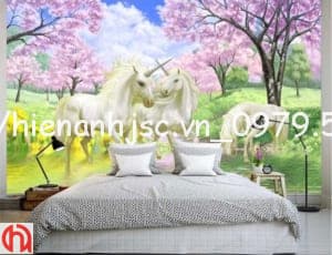 Xưởng in tranh lụa 3D 5D vân nổi phủ dầu bóng cao cấp tại Hà Nội 8 tranh-dan-tuong-boi-canh-ngua-mot-sung-than-tien-5D204-4