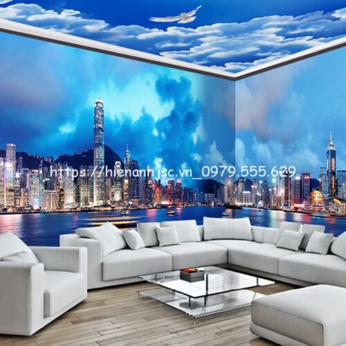 Tranh dán tường -Bối cảnh thành phố hiện đại 5D213 9 tranh-dan-tuong-boi-canh-thanh-pho-hien-dai-5D213-1