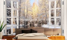 ✅ Mẫu tranh dán tường cửa sổ 3D 5D đẹp nhất Hà Nội