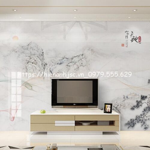 Tranh dán tường 5D- Bối cảnh núi non mực tàu thư pháp 5D215 9 tranh-dan-tương-boi-canh-núi-muc-tau-thu-phap-5D215-1