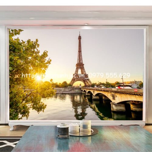 Tranh dán tường 5D- tranh tháp Eiffel nổi tiếng nước Pháp 5D231 7 tranh-dan-tuong-thap-eiffel-2-5D2321