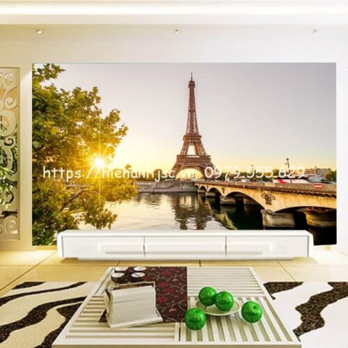 Tranh dán tường 5D- tranh tháp Eiffel nổi tiếng nước Pháp 5D231 6 tranh-dan-tuong-thap-eiffel-4-5D2321