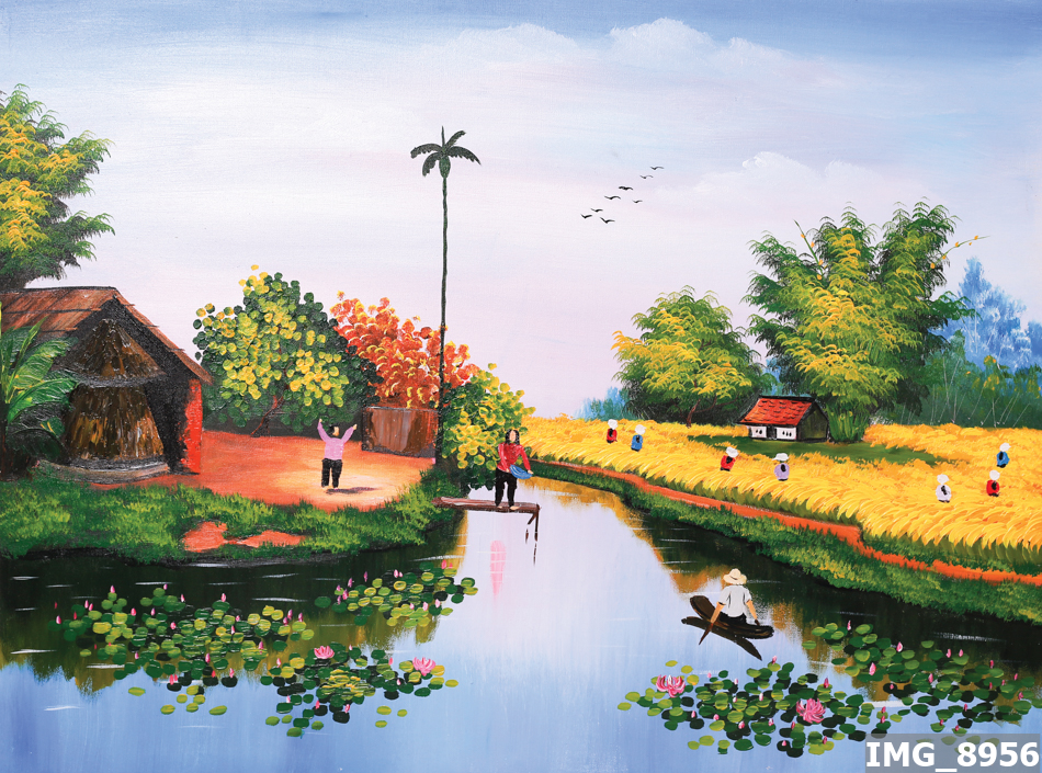 Những mẫu tranh sơn dầu vẽ phong cảnh làng quê Việt Nam tuyệt đẹp  LEHAIS  ART