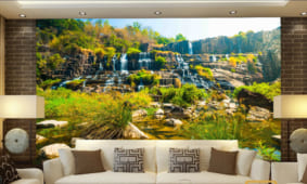 30 mẫu tranh dán tường phòng khách in 3D 5D 8D lụa đẹp nhất