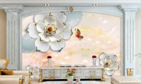 23 mẫu tranh dán tường 3D sau tivi phòng khách đẹp nhất