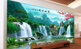 11 mẫu tranh sơn thủy dán tường ấn tượng nhất phòng khách