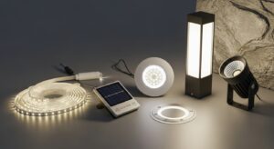 Các loại đèn LED trang trí ngoài trời phổ biến: đèn dây, đèn năng lượng mặt trời, đèn âm đất, đèn trụ, đèn pha rọi