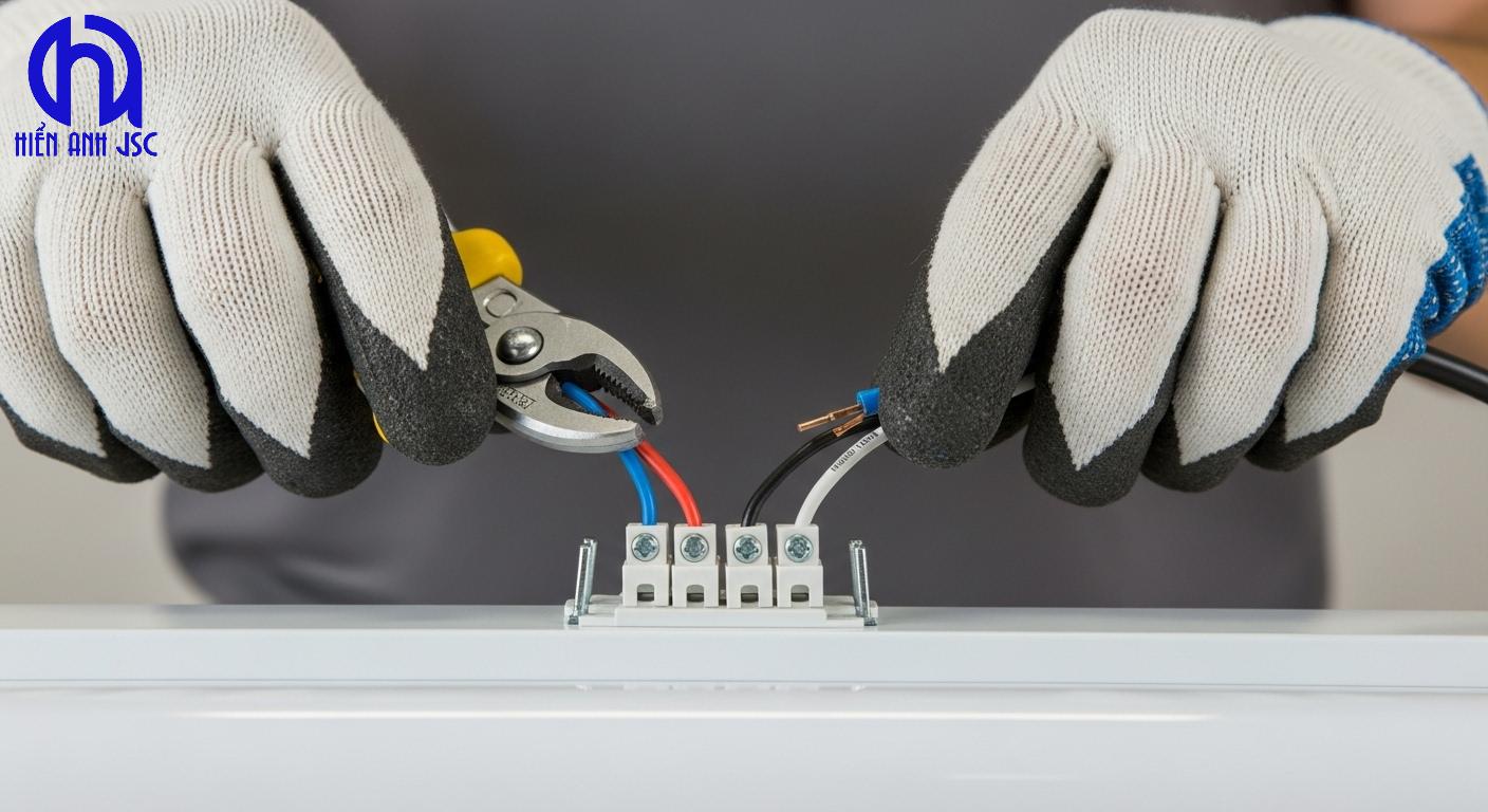 Khi lắp mạch điện đèn ống huỳnh quang cần làm gì để an toàn?