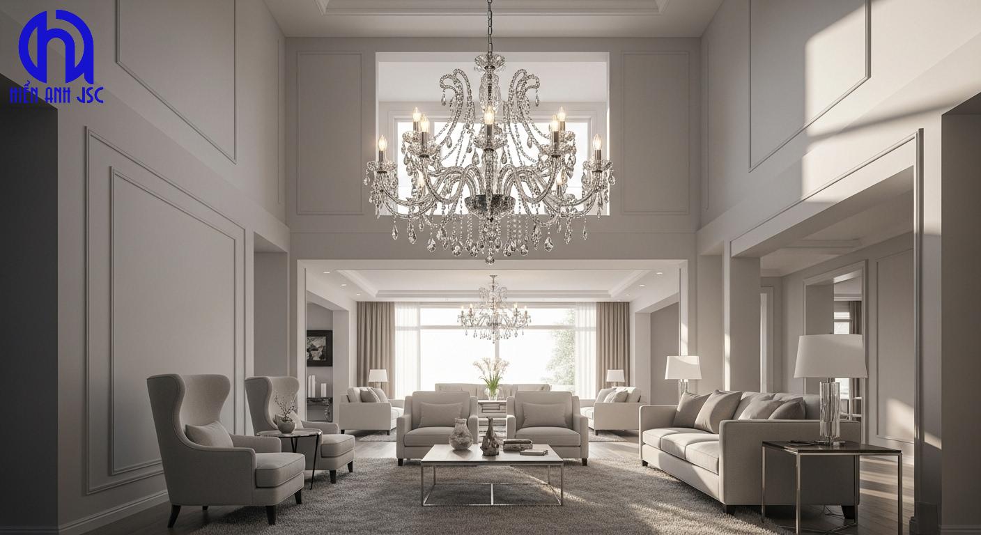 Cách chọn kích thước đèn chùm phù hợp diện tích phòng 1 Cách chọn kích thước đèn chùm phù hợp diện tích phòng