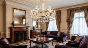 Đèn chùm pha lê cao cấp bền bỉ trong không gian sang trọng.