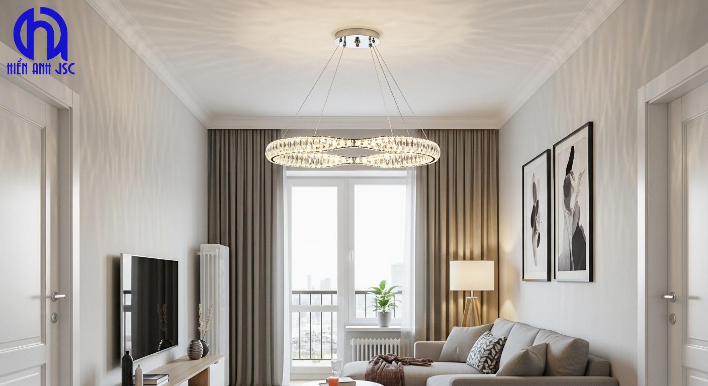 Đèn chùm pha lê phòng khách nhỏ: Hướng dẫn chọn mua