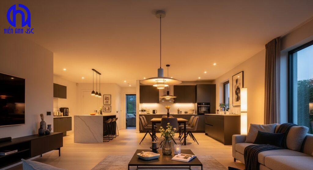 Đèn Trang Trí Loại Nào Tốt? Hướng Dẫn Kiến Tạo Không Gian Đẹp 25 Không gian sống hiện đại được chiếu sáng bởi các loại đèn trang trí đa dạng.